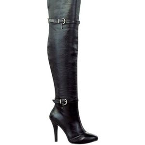Over-the-knee black "leather" boots- sexy! sz 6.5